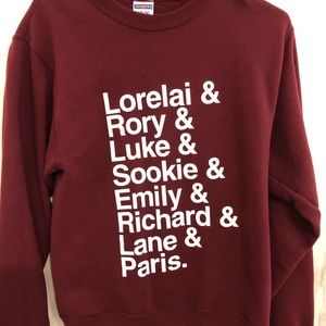 maroon crew neck gilmore girls sweatshirt!